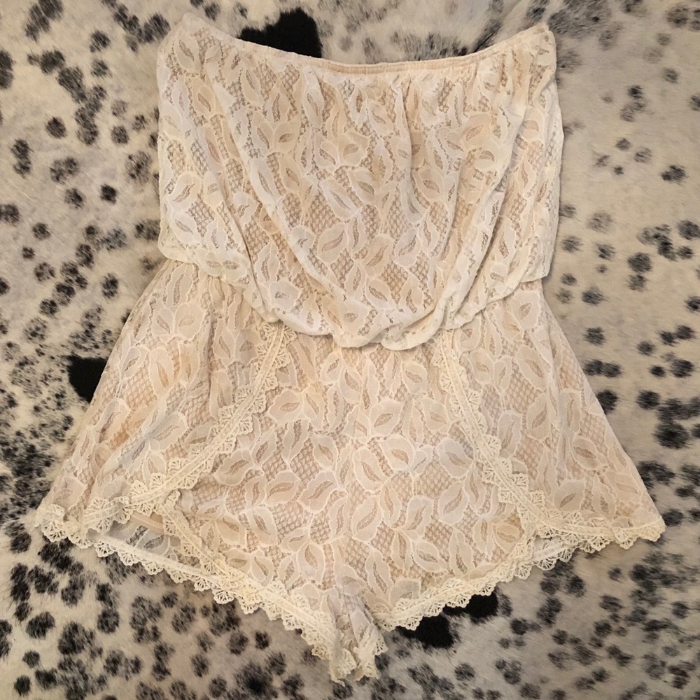 Free People White Lace Romper